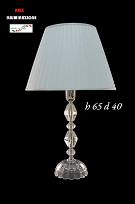 Lampada da Tavolo Elegante grande cristallo pigna 1 luce riporti cromo  - Immagine 1 di 4
