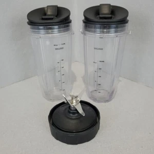 Ninja Blender 2 Nutri Ninja 24 Oz Cups + Nutri Ninja Blade, 2 Tops - Picture 1 of 6