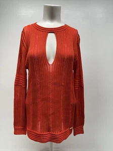 Just Roberto Cavalli Sweater Knit Top Long Sleeve Blouse Ribbed Shirt Red NWT XS - Picture 1 of 9