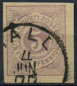 Wurttemberg 1870's 5pf Mauve Stationery Cut-Out Used #E17481 - Picture 1 of 1