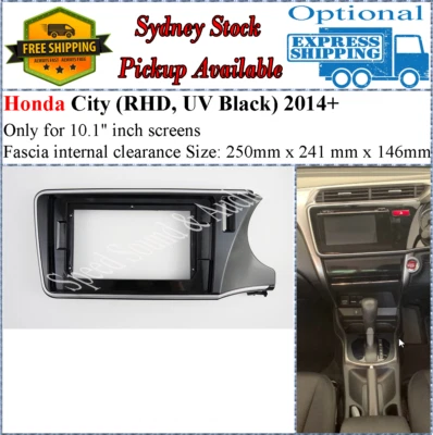 For 10 Ten Inch Screen Fascia facia Fits Honda City 2014+ UV Black - Image 1 of 4