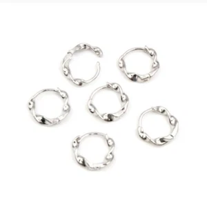 925 Sterling Silver Filled Clear pattern Huggie Hoop Earrings earrings14x13mm - Picture 1 of 1