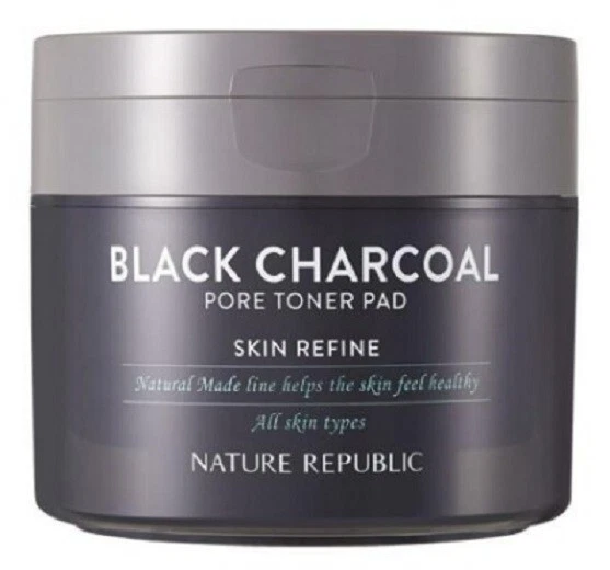 NATURE REPUBLIC natural made black charcoal pore toner pad 100g soothing moist - Image 1 of 1