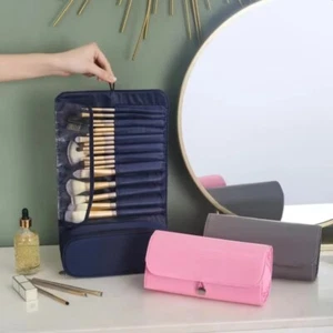 Professional Make Up Brushes Set Bag Travel Organizer Cosmetic Fold Tools Nylon - Picture 1 of 13