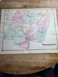 BEERS 1874 LITCHFIELD COUNTY ATLAS MAPS -NAMED BUSINESSES -HOMES- TORRINGTON - Picture 1 of 7