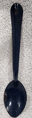Vintage Blue & White Speckled Enamelware LARGE 11.5” Spoon - Image 1 of 4