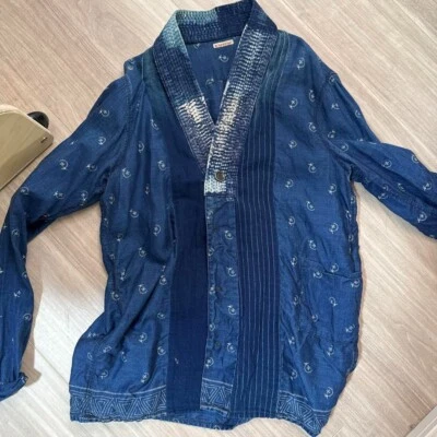 KAPITAL Hombre Boro Sashiko Camisa Talla 3 Azul Oscuro Algodón Lino Informal USADA Foto 1 de 4