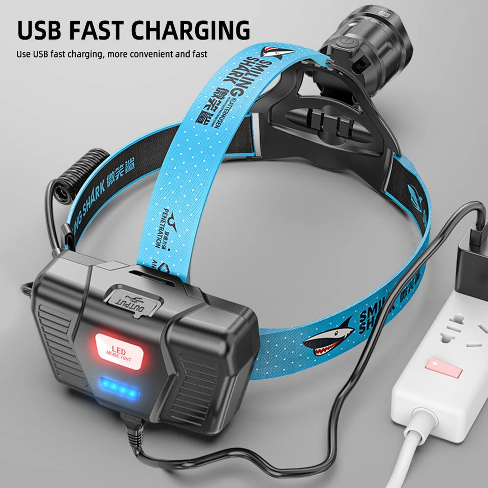 Most Powerful 2500000LM LED Headlamp Super Bright Rechargeable Head Torch Light
