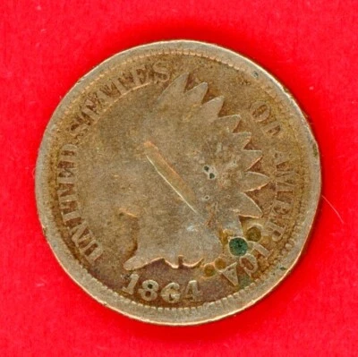 UNITED STATES  ONE CENT  1864  KM # A132  VG-F. - Image 1 of 2
