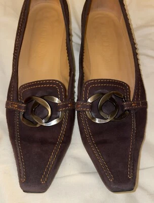 Zapatos de salón Tod's marrón gamuza tacón bajo naranja punto de látigo para mujer talla 38 de la UE Foto 1 de 4