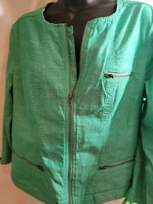 Chaqueta Westbound Damas Talla Med Verde Cremallera Acentos Mangas Largas  Foto 1 de 4