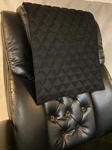 BLACK SUEDE quilted recliner sofa chair love seat headrest arm rest leather pad - Picture 1 of 4
