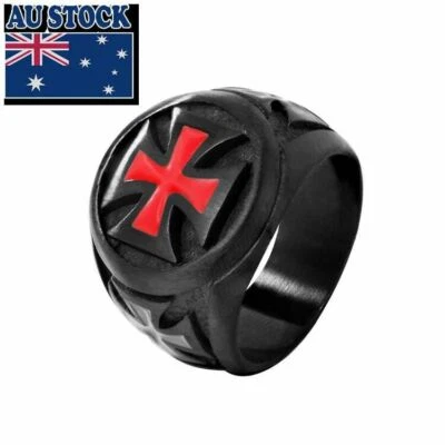 Anillo Cruz Maltesa Templaria Caballeros Templarios Caballeros Acero Inoxidable Real Real Para Hombre Foto 1 de 4