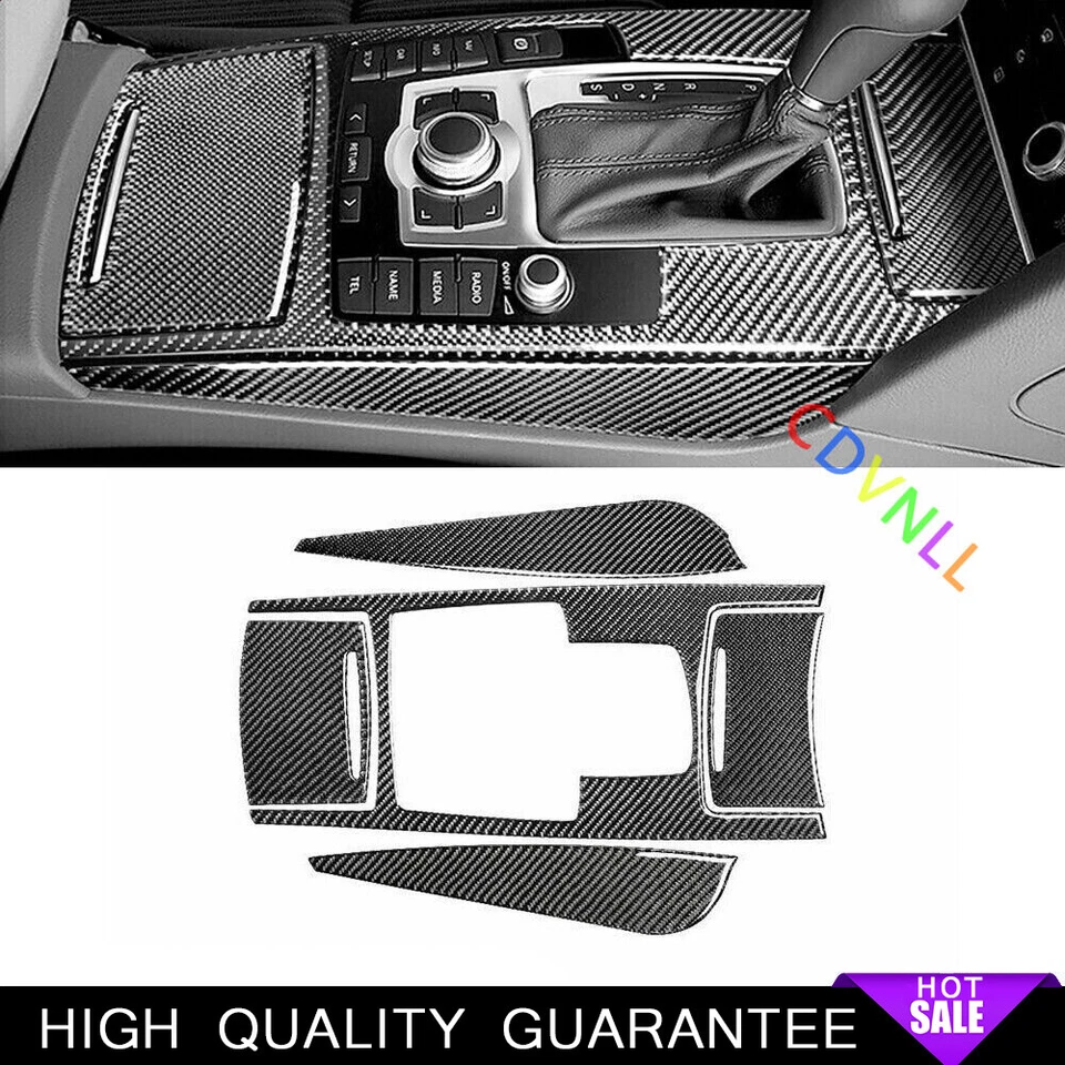 Cubierta de cambio de marchas de consola central apta para Audi A6 05-2011 fibra de carbono real Foto 1 de 4