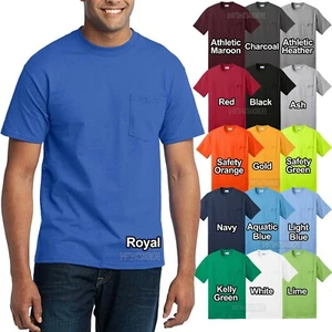 Mens Tall T-Shirt with Pocket 50/50 Cotton Poly Blend LT XLT 2XLT 3XLT 4XLT Tee - Picture 1 of 17