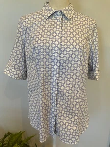 TALBOTS Womens Size 12 Blue Collared Short Sleeve Button Up Casual Shirt NEW - Picture 1 of 5