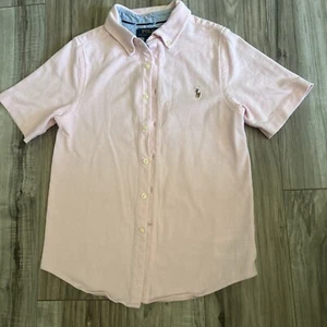 Ralph Lauren Youth size M 10-12 Light Pink Short Sleeve Button Up Collared Shirt - Picture 1 of 7