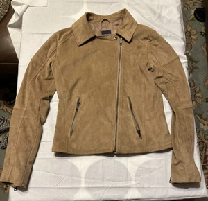 GAP Suede Leather Moto Jacket, Camel, sz 2 - Picture 1 of 4