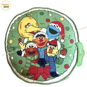Sesame Street Friends Big Bird Elmo Ernie Christmas Wreath Decorative Pillow NWT - Picture 1 of 6