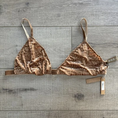 Bralette triángulo con logotipo de terciopelo Skims Chai, talla 3XL NUEVO CON ETIQUETAS Foto 1 de 4