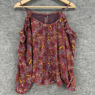 Blusa Xhilaration Mujer S Pequeña Roja Floral Sin Mangas Correa de Espagueti Gancho y Ojo Foto 1 de 4