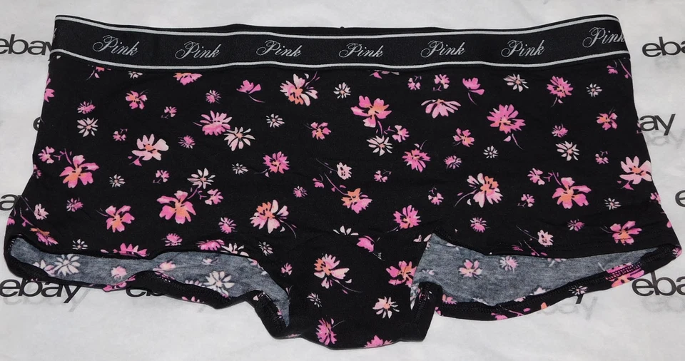 全新 Victoria's Secret 粉红色标志 男孩短裤 内裤 花卉印花 大号 L VS — 第 1/1 张图片