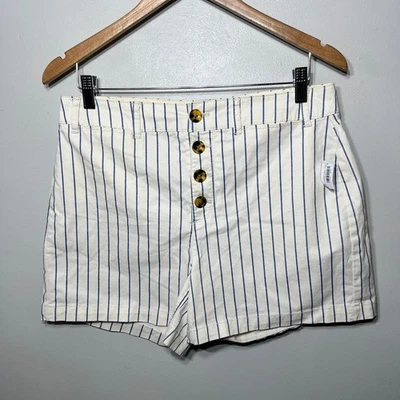 Pantalones Cortos Old Navy Nuevos con Etiquetas Azul Crema Rayas Botón Mosca Náutico Verano Alto Tiro 10  Foto 1 de 4