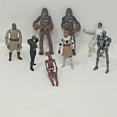 Lote Mixto De 8 Figuras De Acción De Colección Star Wars, Hasbro Años 2000, Chewbacca, Droide Foto 1 de 4