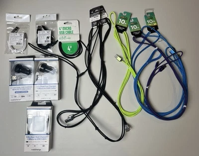 Micro USB Cable Cord Charger LOT For Phones/Tablets/Technology different Lengths - Image 1 of 4
