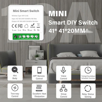 WiFi Enabled Mini PassThrough Concealed Box Switch for Smart Home Automation - Image 1 of 4