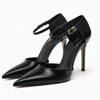 Zapatos de salón Zara negros con correa al tobillo talla 37 Foto 1 de 4