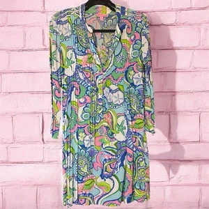 Lilly Pulitzer Sarasota Pintuck Tunic Dress Size S Conch Republic Print Shift - Picture 1 of 15