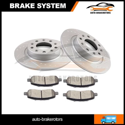 Taladro trasero 2 rotores de freno con 4 pastillas de cerámica para Dodge Dart 2013-2016 Foto 1 de 4