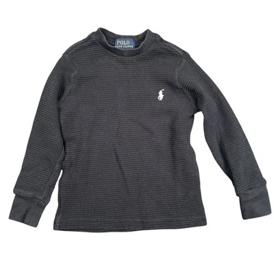 Polo Ralph Lauren Kids Waffle Knit Long Sleeve Shirt Black 653 - Image 1 of 4