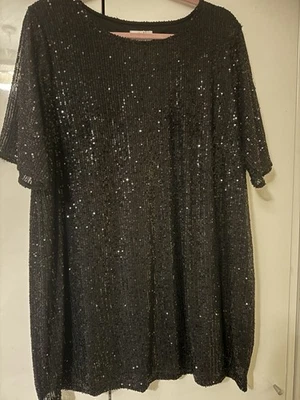 Black Sequin Tunic Top Sparkly Party - Image 1 of 4