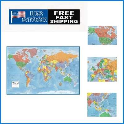 Mapa de pared laminado Premier clásico mundial 48x78 - Explora y decora elegantemente Foto 1 de 4