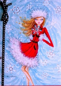 Papyrus Bella Pilar Girl Jeweled Snowflake Christmas Holiday Greeting Card - Picture 1 of 4