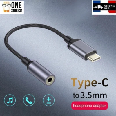 Adaptateur Jack 3.5mm ➡ Type C prise casque, câble Audio, pour Samsung ,xiaomi