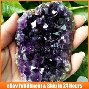 Natural Quartz Amethyst Cluster Crystal Geode Druzy Chakra Healing Mineral US - Picture 1 of 22