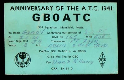1 x QSL Card Radio UK GB0ATC 1985 384 Squadron Mansfield Notts ATC Squad ≠ A996 - Image 1 of 2