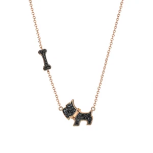 18k Rose Gold on Sterling Silver Dog Bone Charm Necklace - Picture 1 of 5