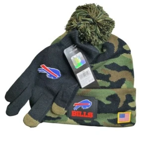 Set guanti berretto mimetici verdi Buffalo Bills Salute To Service AFC - Foto 1 di 4