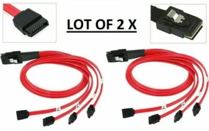 2 X Mini 10Gbps SAS SFF-8086 26Pin to 4 SATA 7Pin HDD Splitter R79575-6004 - Picture 1 of 8