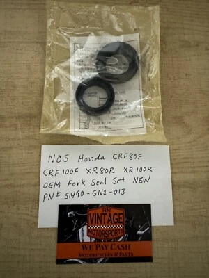 NOS Honda CRF80F CRF100F XR80R XR100R OEM Fork Seal Set Part # 51490-GN1-013 New - Image 1 of 4