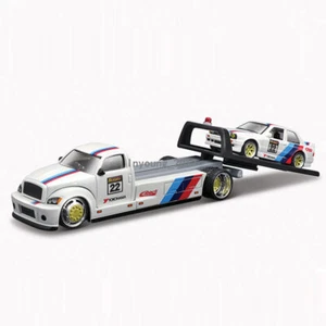 1:64 Flatbed Truck with BMW M3 Model Car Diecast Toy Cars Boys Toys Kids Gifts - Picture 1 of 2