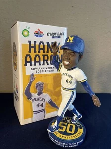 Hank Aaron Bobblehead 50th Anniversary Milwaukee Brewers NIB SGA Bobblehead - Picture 1 of 8