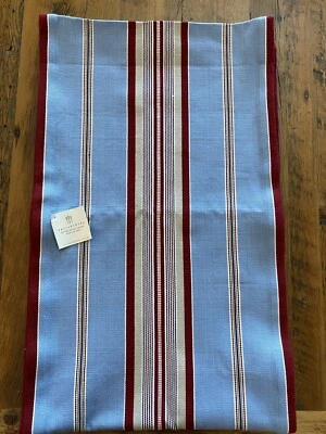 NEW Pottery Barn Fairfax Stripe Table Runner Light Blue Red & Tan 16" x 108" - Image 1 of 4