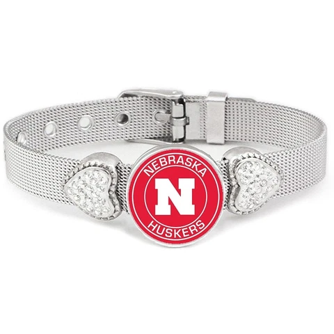 University of Nebraska Cornhuskers Womens Silver Bracelet Jewelry Gift D26 Cover