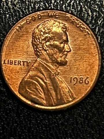 1986 Lincoln cent die crack and break on reverse Cover