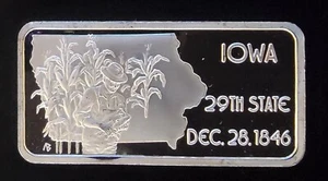 1975 Iowa 29th State Vintage Rar Hamilton Mint Bullion - 999 Silber 1 Oz Unze Kunstbarren - Bild 1 von 2